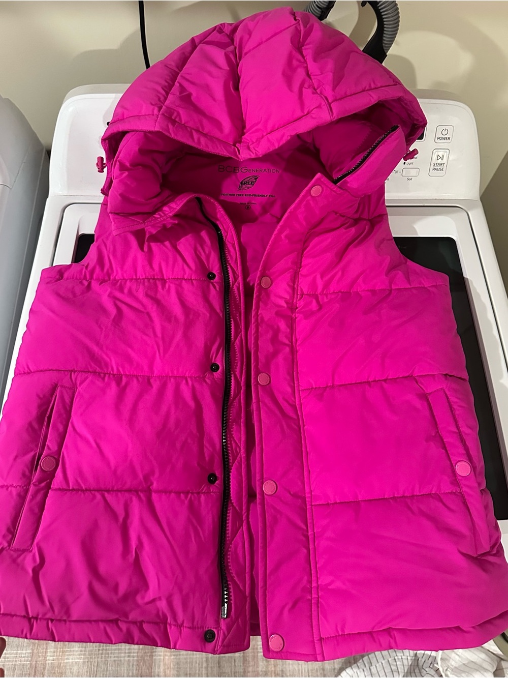 BCBGeneration Hooded Puffer Vest - Bright Pink
